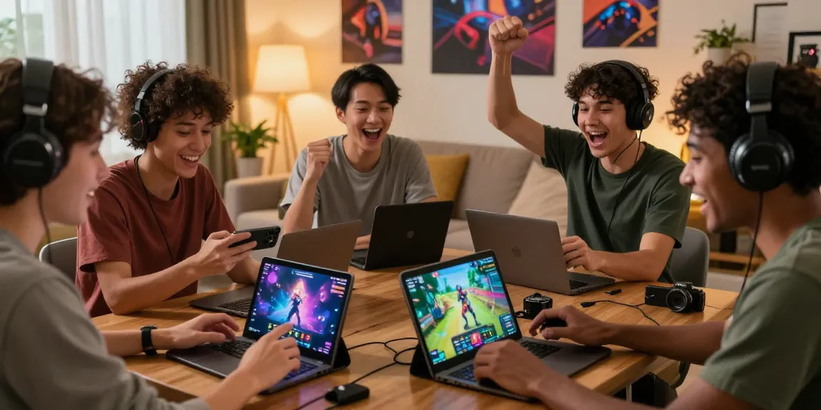 Players enjoying a thrilling online gaming session on Sunwin platform, showcasing diverse engagement and excitement in a cozy setting.